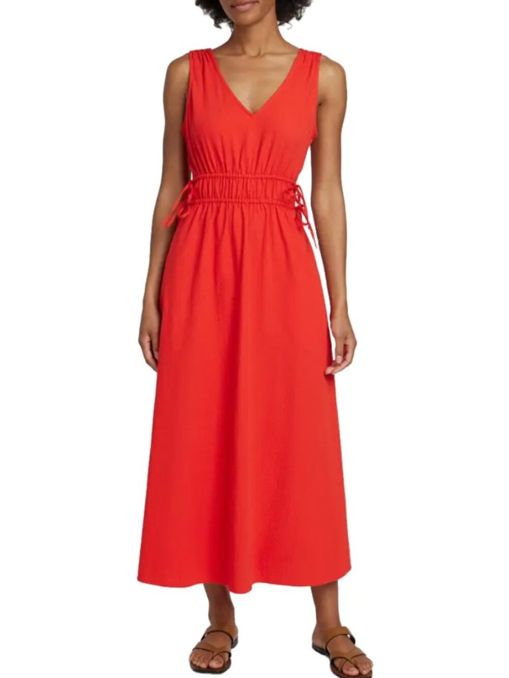 $198 NWT Faherty Red Textured Sandbar Maxi Cotton Dress size Large